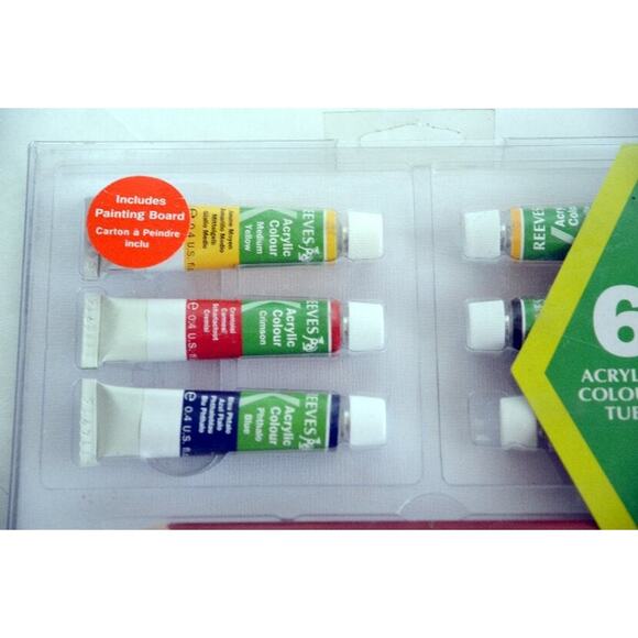 Reeves Acrylic Starter Set of 6 Acrylic color tubes.  New - Picture 2 of 8